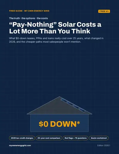 Cover of the free guide: “Pay-nothing” solar costs a lot more than you think
